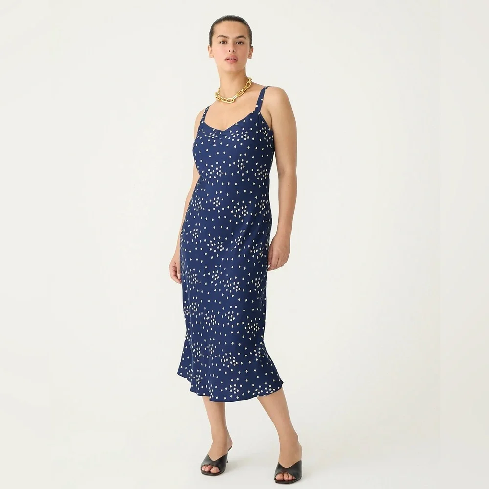 J.Crew Tall Gwyneth V neck cupro blend slip dress in tiny bloom BU120